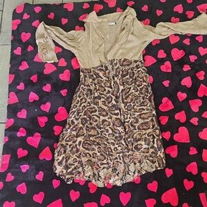 Chic‎ Leopard Print Dress with Tan DUSTER/COVERUP
